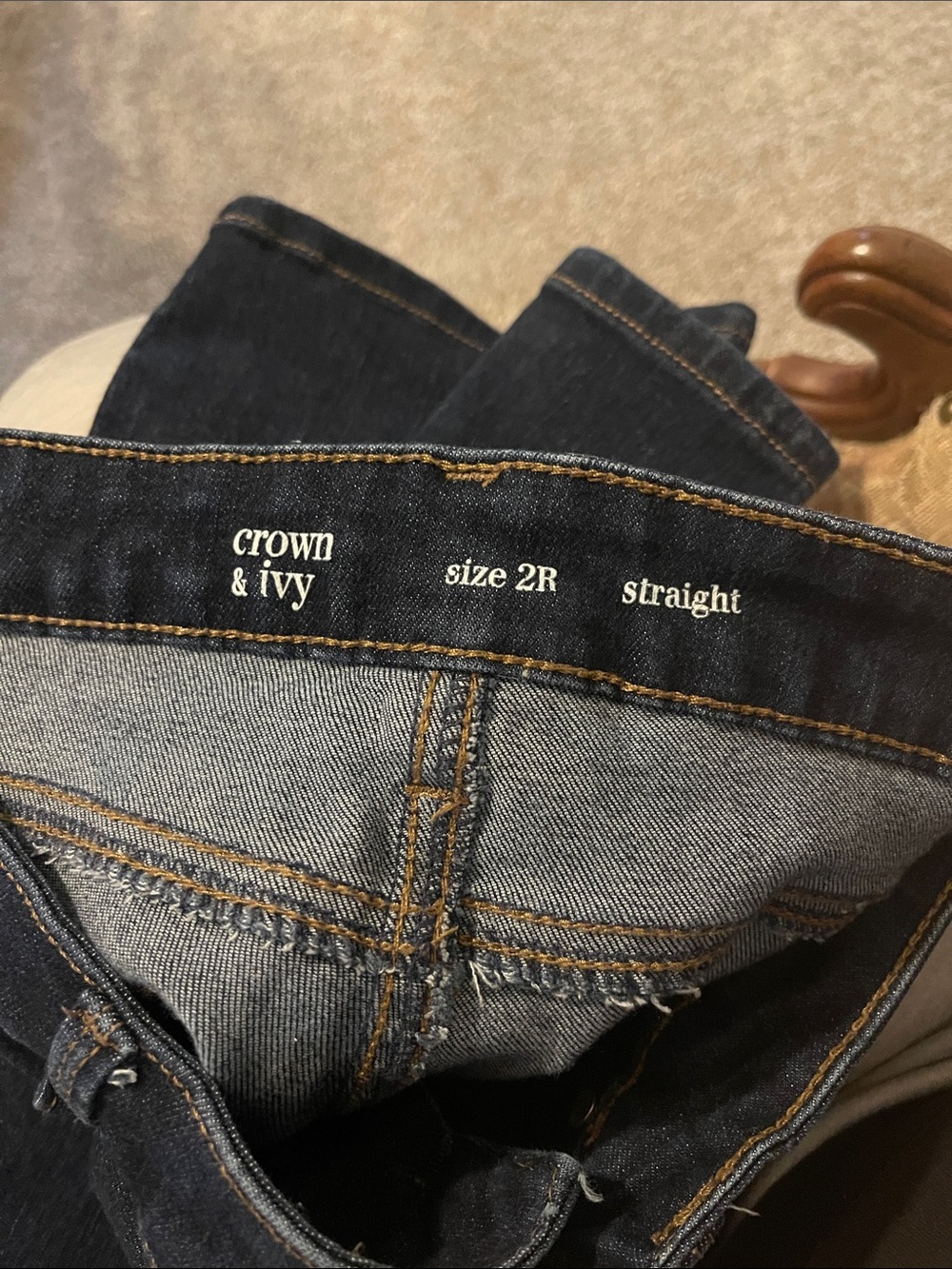 crown & ivy Straight Jeans in Indigo Blue